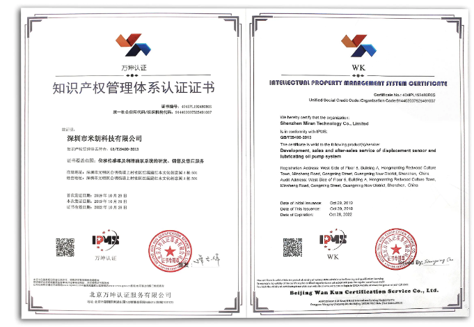 知识产权管理体系认证证书