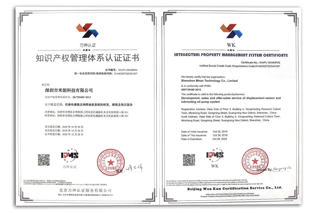 知识产权管理体系认证证书